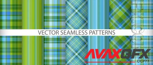 Vector set tartan background texture check pattern fabric textile plaid vector seamless