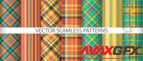 Vector set plaid pattern seamless background texture vector tartan fabric textile check