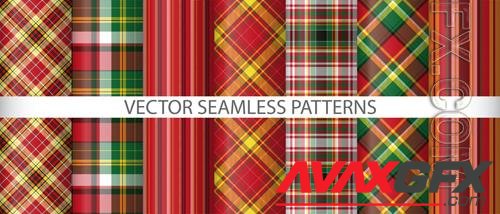 Vector set seamless plaid texture background textile tartan pattern check fabric