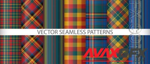 Vector set pattern texture background tartan textile vector seamless fabric check plaid