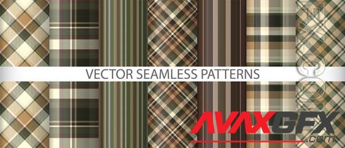 Vector set pattern fabric check tartan plaid background texture vector seamless textile