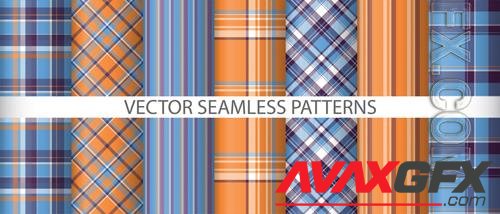 Vector set background vector seamless pattern fabric check textile tartan texture plaid