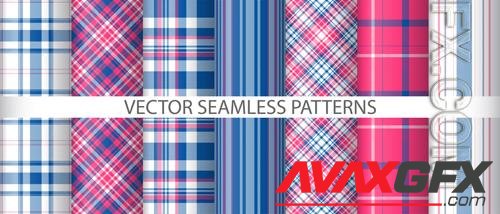 Vector set tartan texture textile background fabric vector plaid check pattern seamless