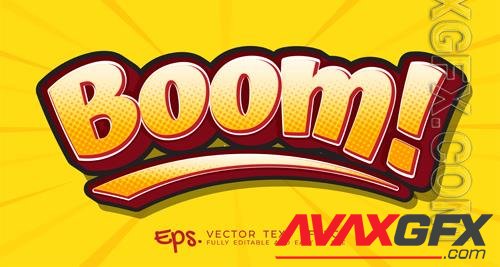 Vector three dimension text boom with editable comic style effect