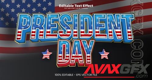 Vector president day editable text effect in modern trend style