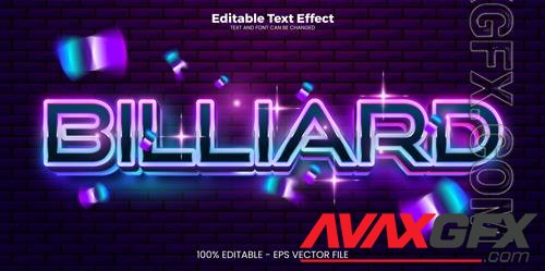 Vector billiard editable text effect in modern trend style