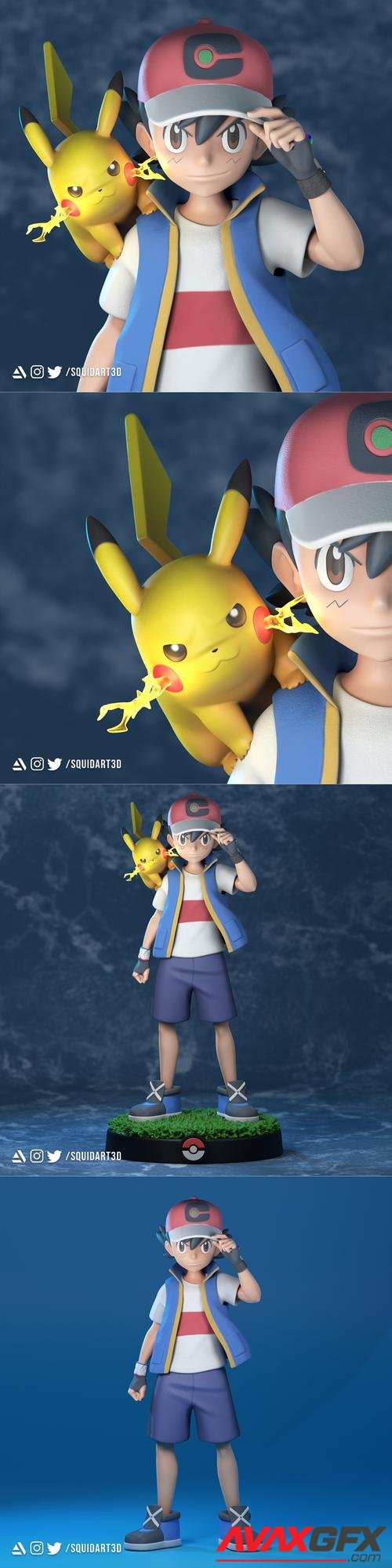 Ash and Pikachu – 3D Print