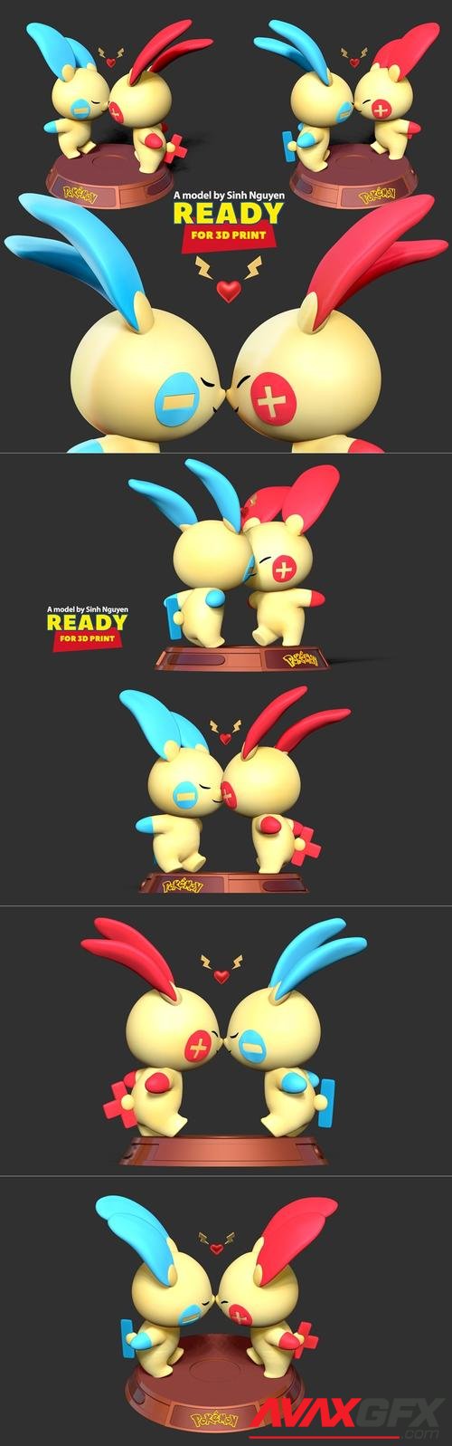 Plusle and Minun - Pokemon Fanart – 3D Print