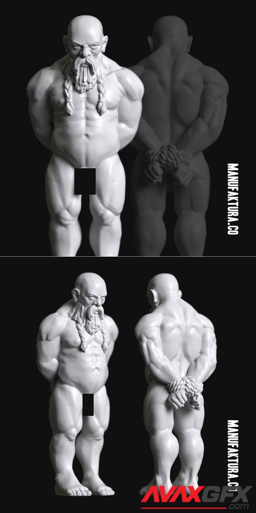 Sub Series 36 - Naked and Bound Male Dwarf Prisoner Slave – 3D Print