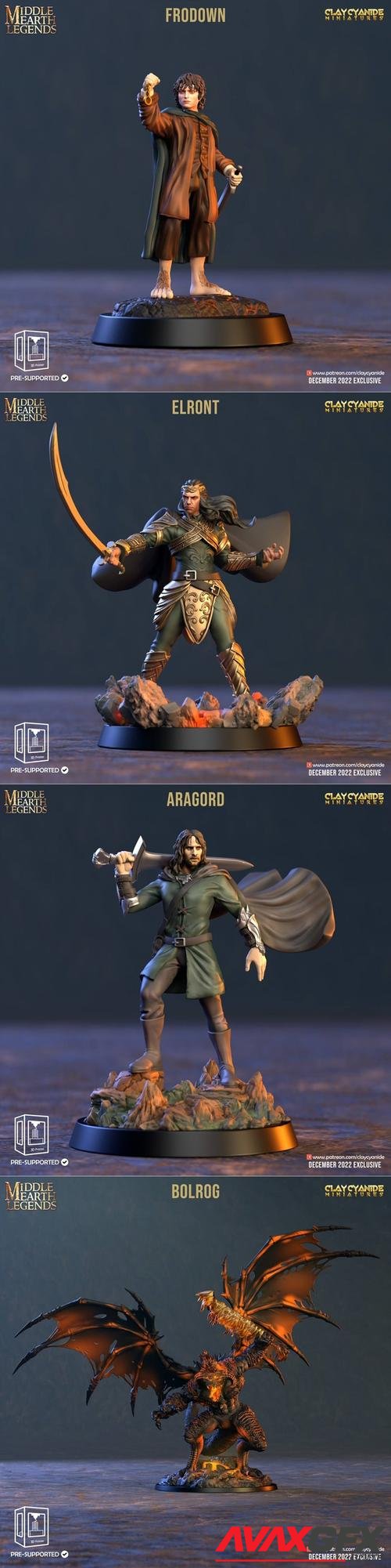 Clay Cyanide Miniatures - Aragorn and Balrog and Elrond and Frodo – 3D Print