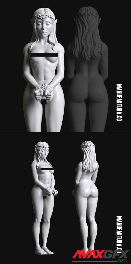 Sub Series 24 - Naked and Bound Female Highborn Elf Prisoner Slave – 3D Print