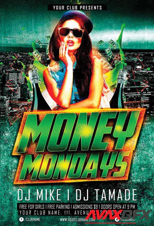 Psd Flyer Money Mondays Party design templates