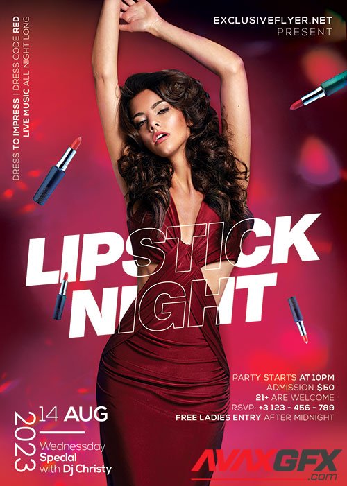 Psd Flyer Lipstick night party design templates