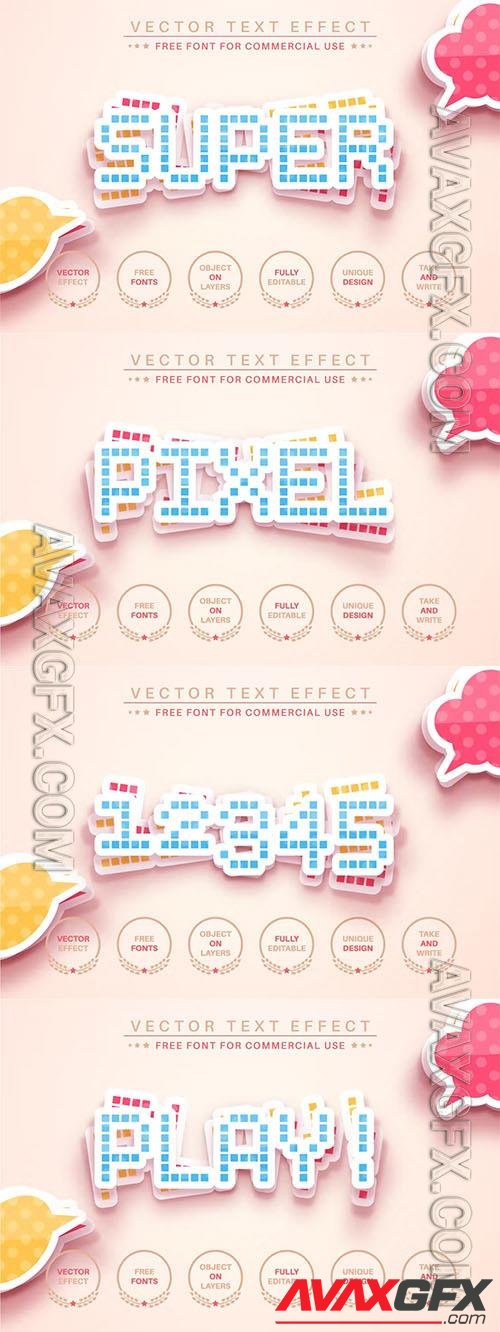 Pixel Sticker - editable text effect, font style