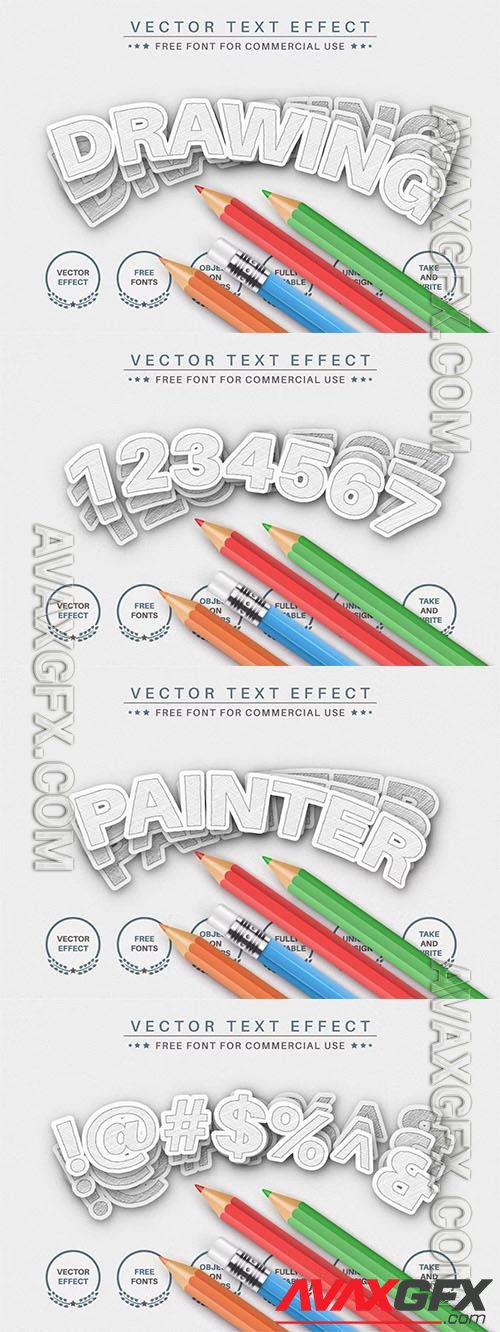 Pencil drawing - editable text effect, font style