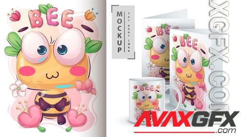 Vector cartoon character adorable love bee