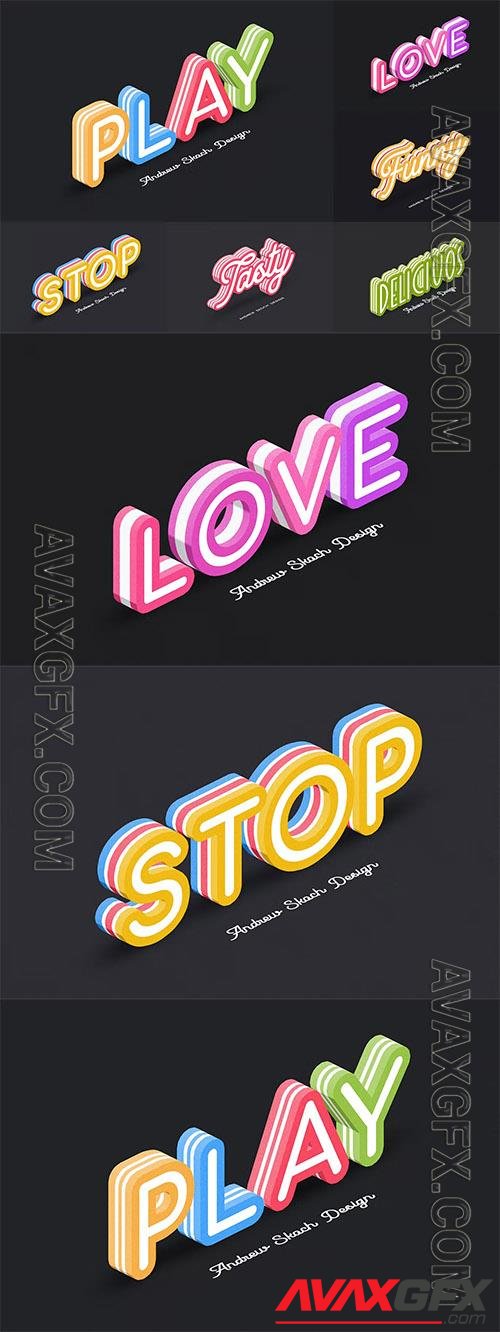 Colored isometric text effects