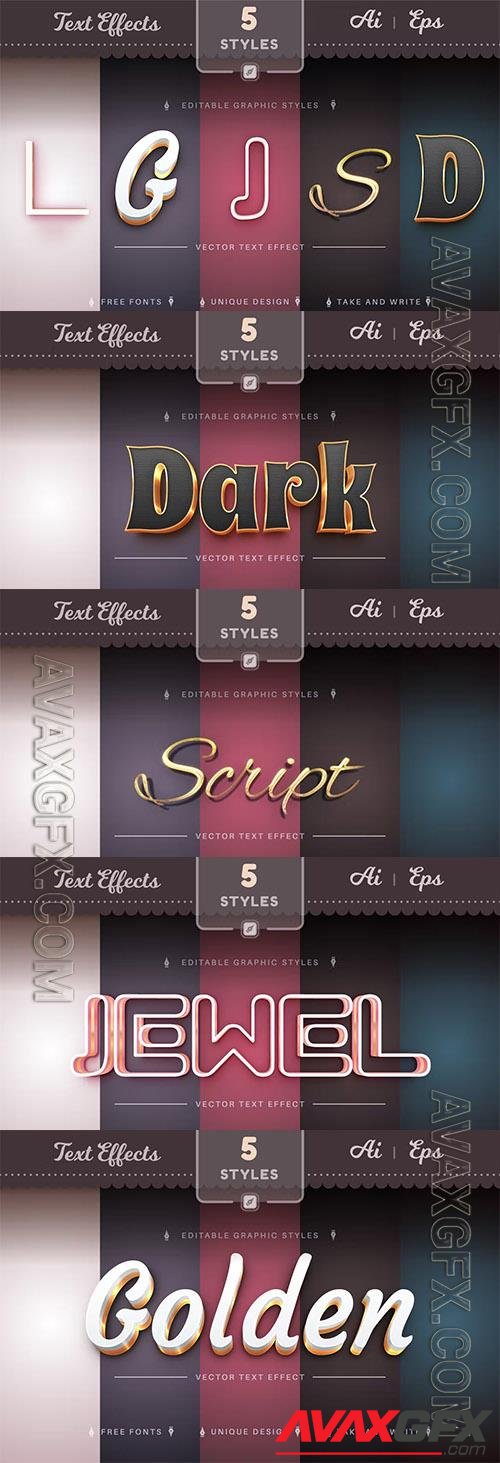 Set 5 Golden Editable Text Effects, Font Styles