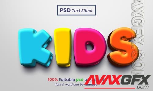 PSD kids 3d text effect multiple color psd text effect