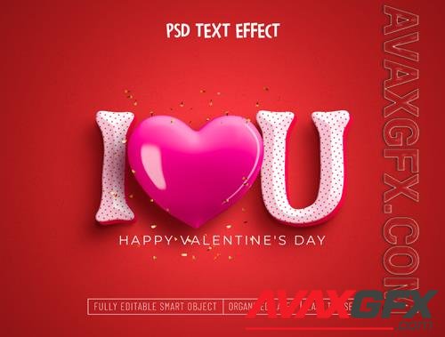 PSD i love you valentine's day editable text effect