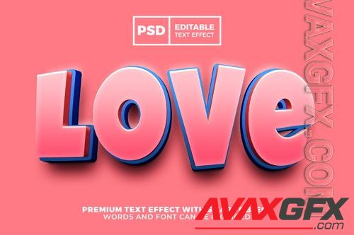 PSD modern love cartoon comic 3d editable text effect style