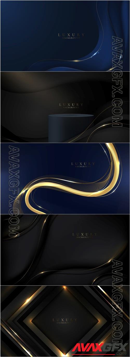 Abstract 3d elegant  wave curved lines and lighting effect on black background