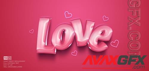 PSD love 3d style with custom text editable font style effect