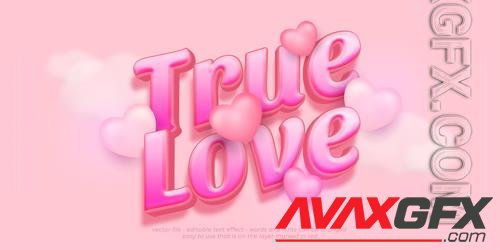 Vector 3d font style true love editable text effect