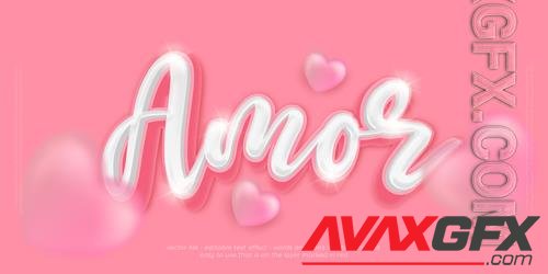 Vector 3d font style amor editable text effect