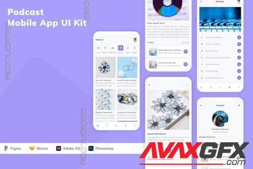 Podcast Mobile App UI Kit 4GVV6XF