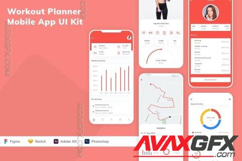 Workout Planner Mobile App UI Kit 733WL3R