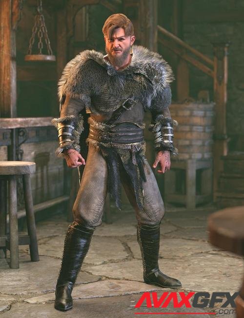 dForce Wolfskin Viking Outfit for Genesis 9