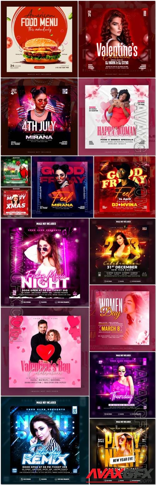 Flyer social media post, psd banner set vol 47