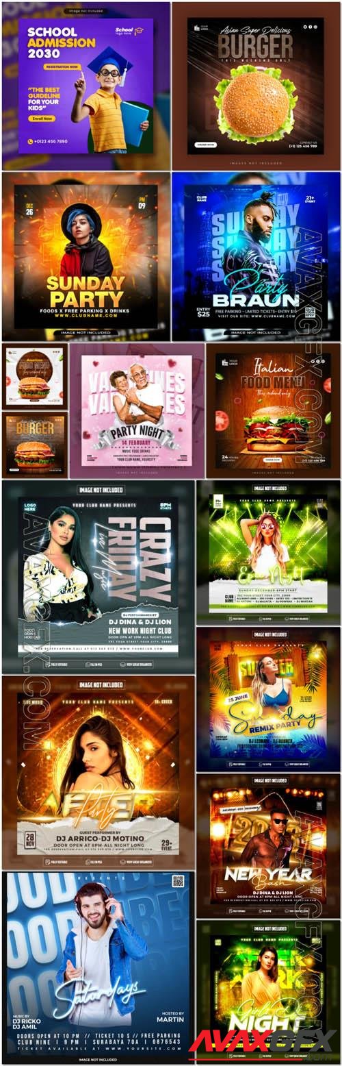 Flyer social media post, psd banner set vol 46