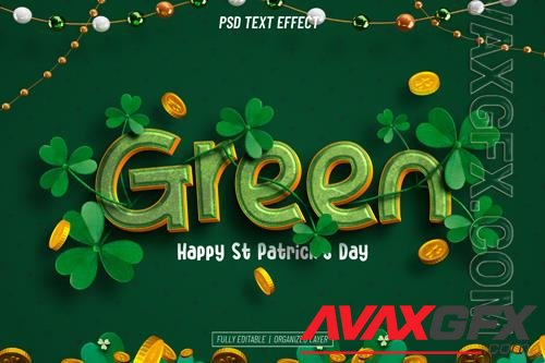 PSD st patrick's day green editable text effect