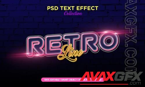 PSD retro line neon style text effect