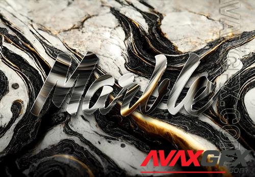 PSD marble stone text effect with 3d glossy reflection mockup