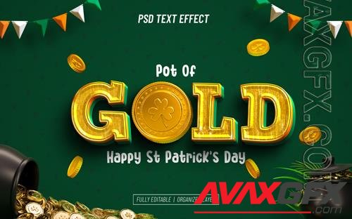 PSD st patrick's day gold editable text effect