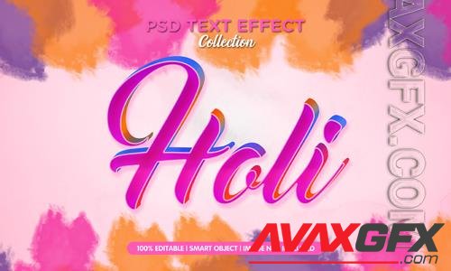 PSD colorfull holi text efffect template