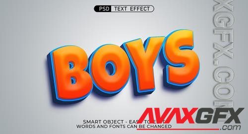 PSD boys editable text 3d style effect