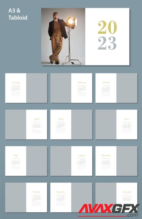 Adobestock - 2023 Wall Calendar Layout 524308822