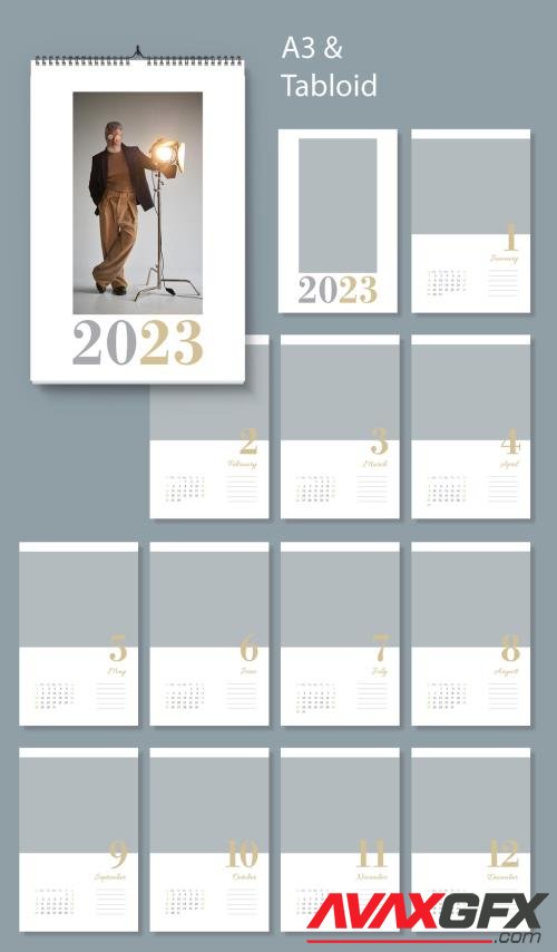 Adobestock - 2023 Wall Calendar Layout 524308821