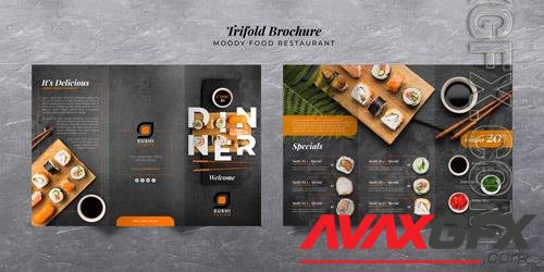 PSD moody food restaurant trifold brochure