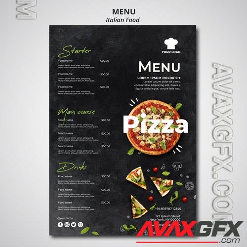 PSD menu for traditional italian food restaurant