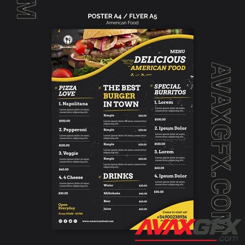 PSD menu design american food