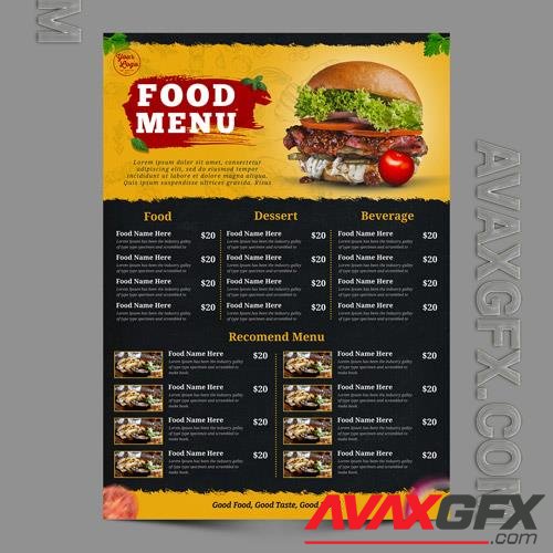 PSD dark and yellow restaurant food menu promotion template premium psd