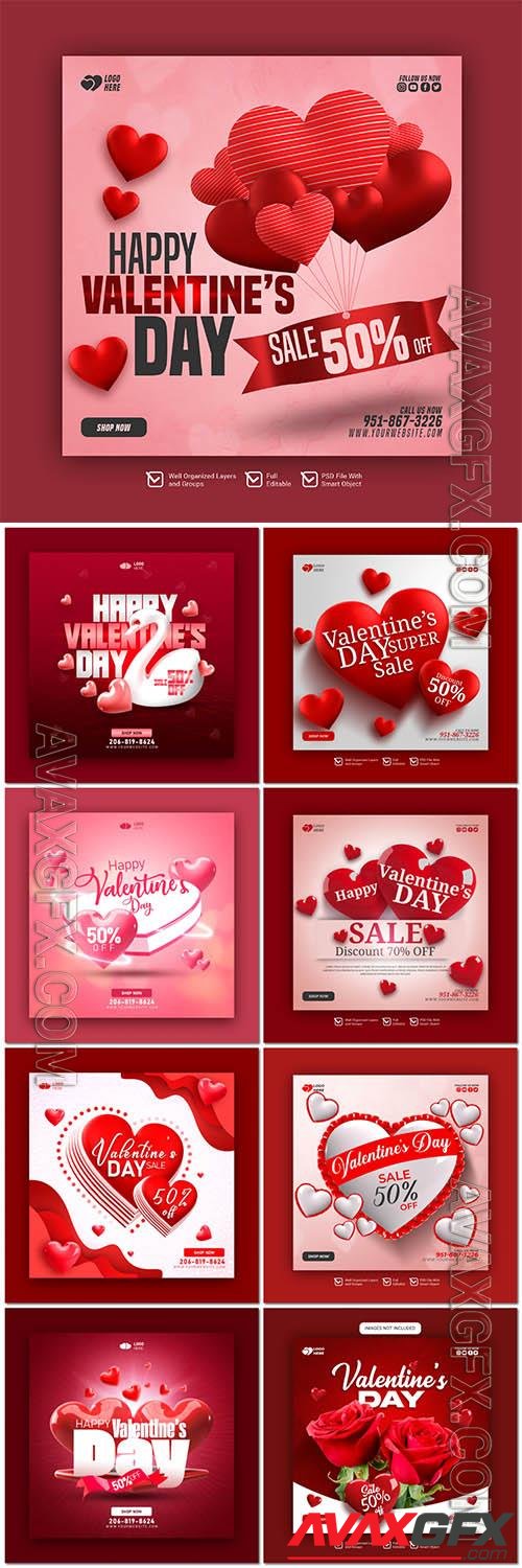 PSD happy valentine's day post template vol 1