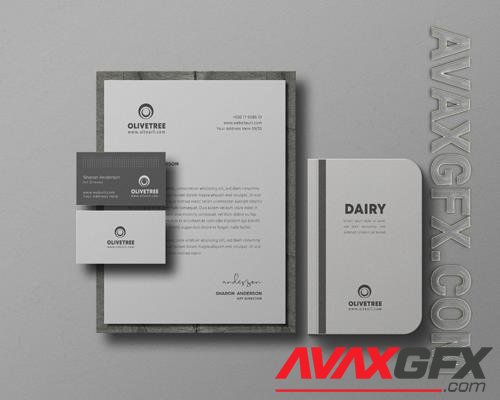 PSD stationery set mockup gray and white design