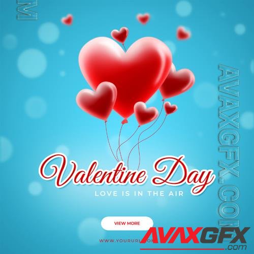 Valentines day holiday square psd banner template