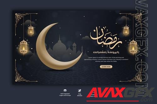 PSD ramadan kareem traditional islamic festival religious web banner vol 3